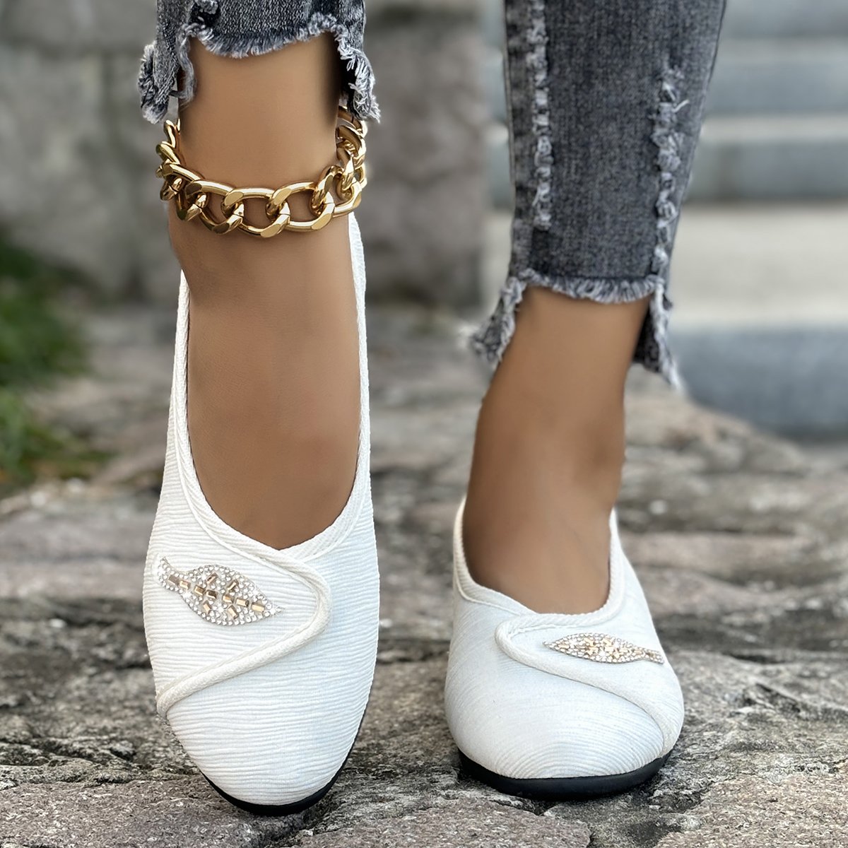 Men Shoes Casual - Women's Elegant Rhinestone Flat Shoes 2025