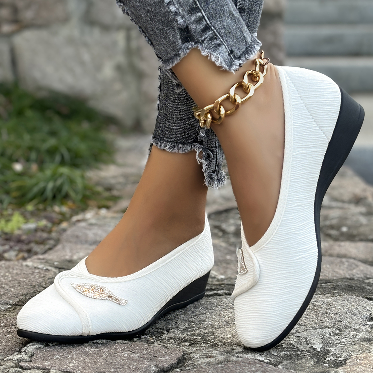 Women's Elegant Rhinestone Fla - Men Shoes Casual recension och pris