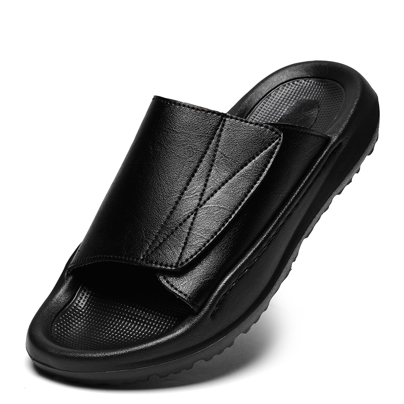 Easy-top Leather Slide Slipper - Men'S Shoes With Velcro recension och pris