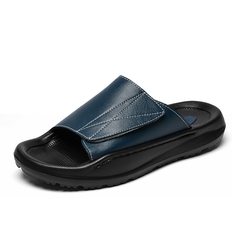 Easy-top Leather Slide Slipper - Men'S Shoes With Velcro recension och pris