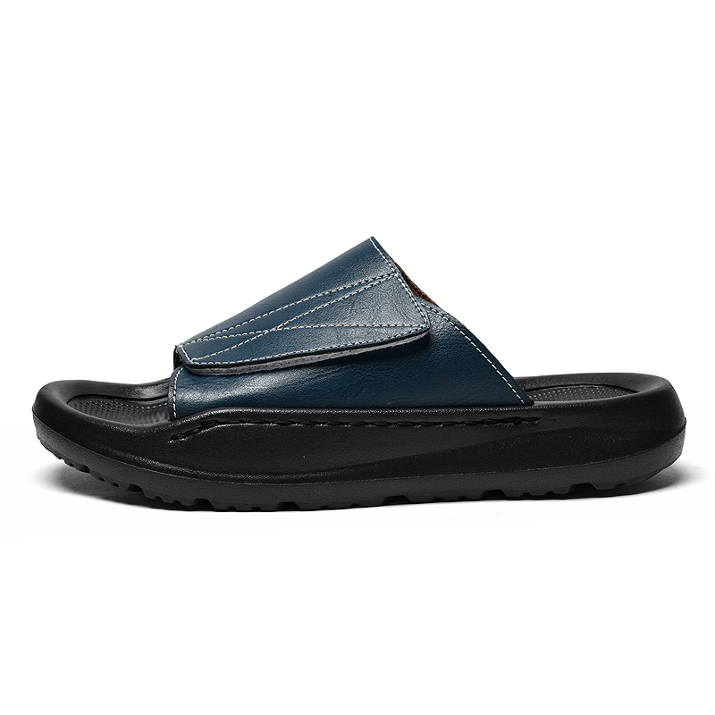 Easy-top Leather Slide Slipper - Men'S Shoes With Velcro recension och pris