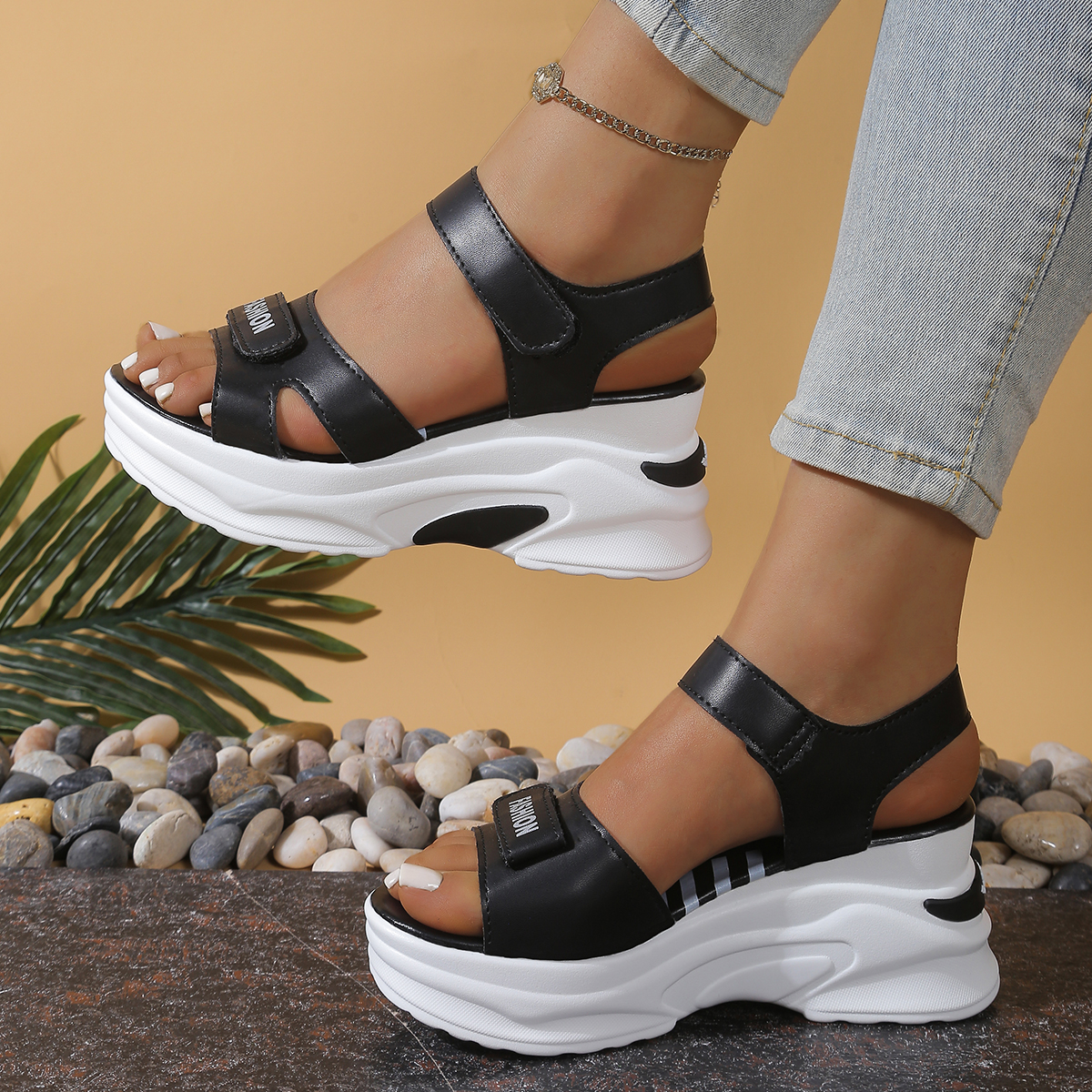 Women Platform Wedge Sandals L - Velcro Strap Sandal recension och pris
