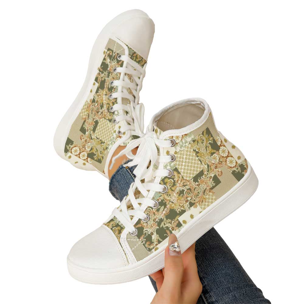 Women's Vintage Baroque Patchw - Canvas Sneaker High recension och pris