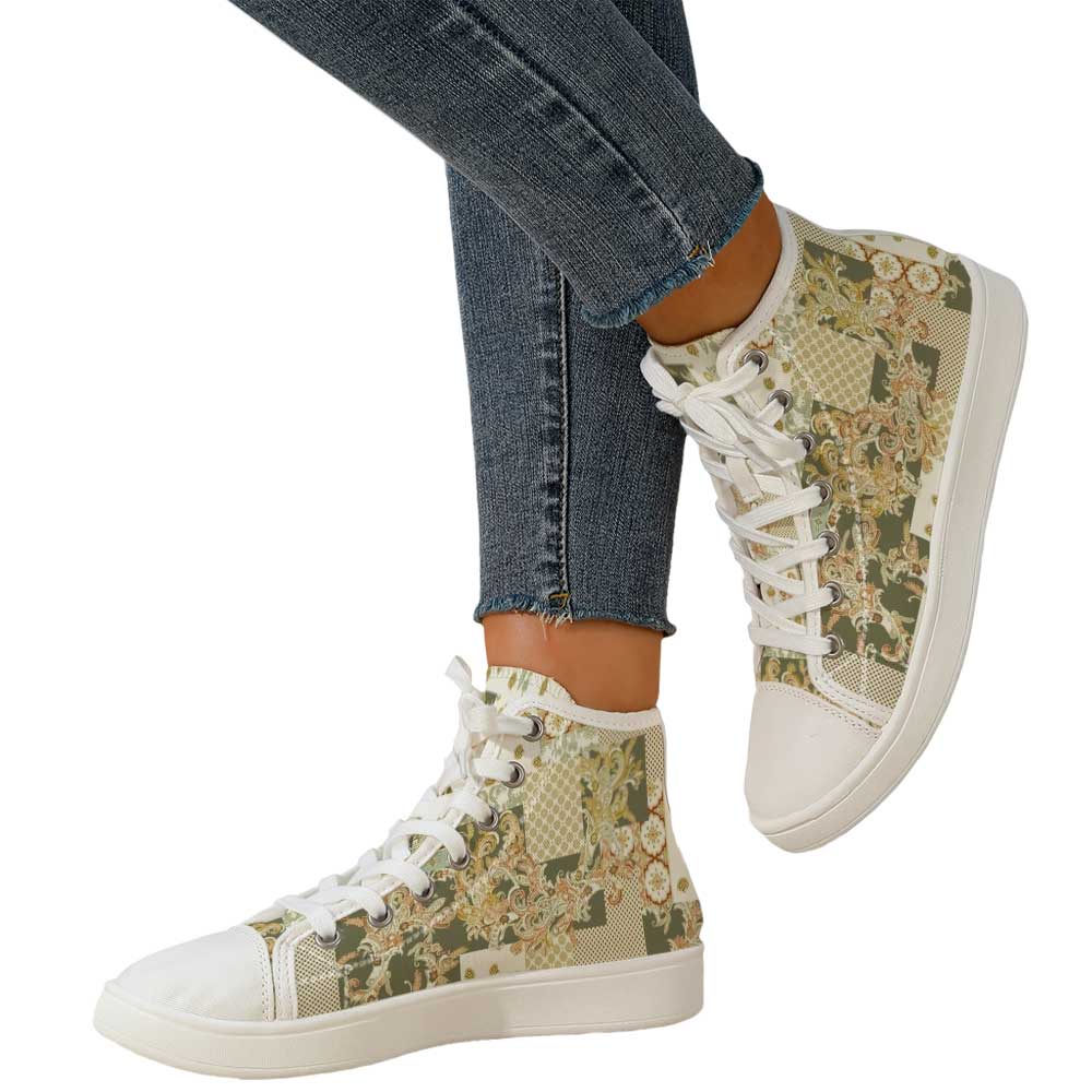 Women's Vintage Baroque Patchw - Canvas Sneaker High recension och pris
