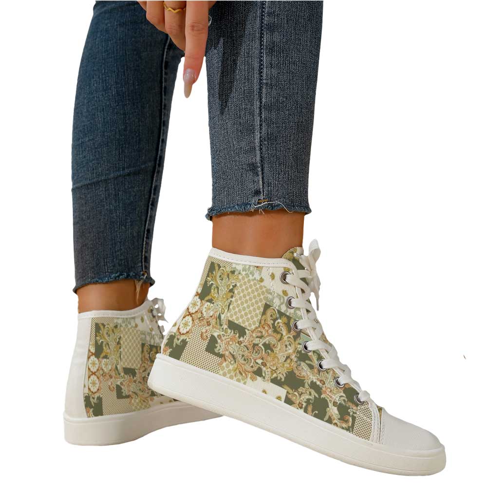 Women's Vintage Baroque Patchw - Canvas Sneaker High recension och pris