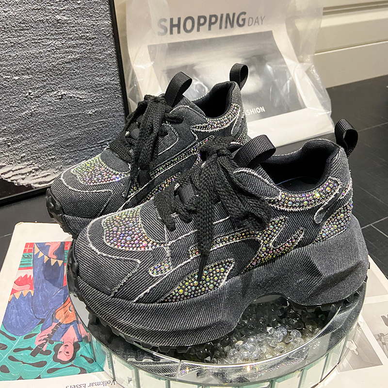 7CM Women Silver Crystal Casua - Canvas Sneaker High recension och pris