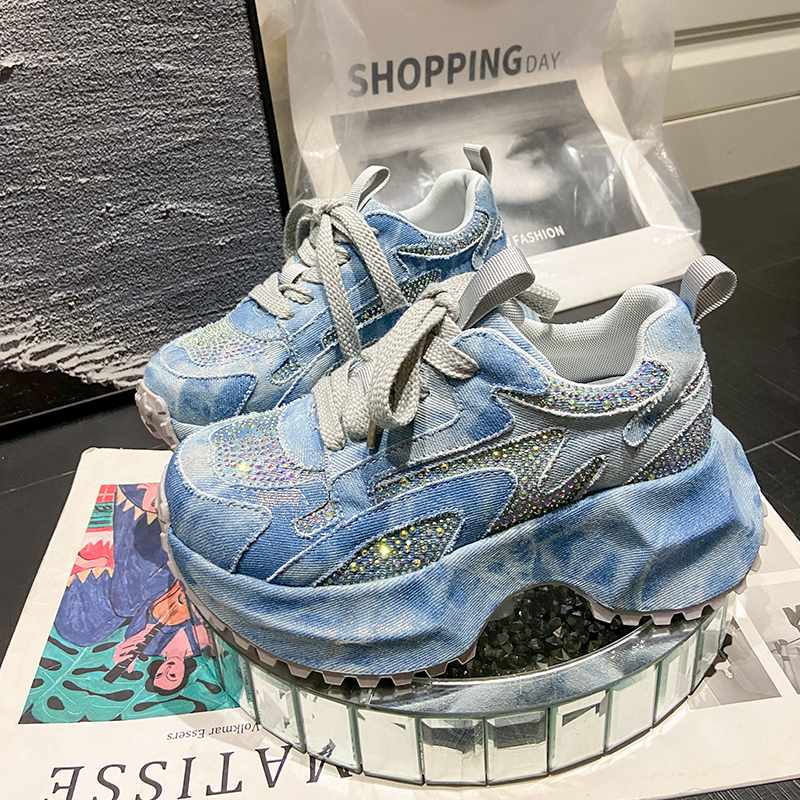 7CM Women Silver Crystal Casua - Canvas Sneaker High recension och pris