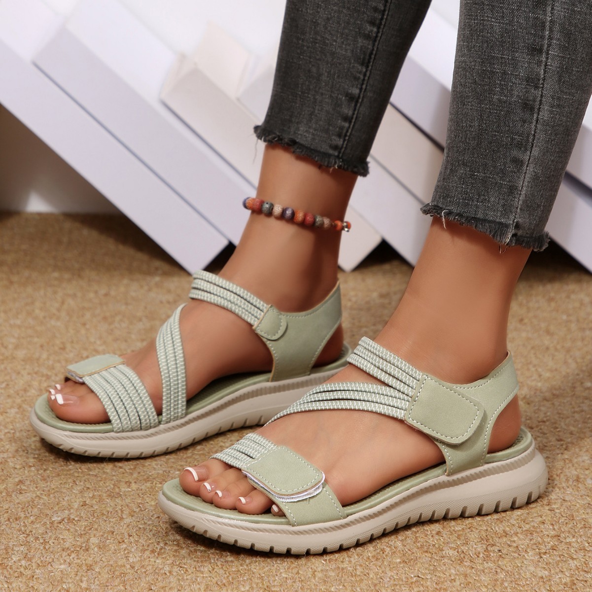 New 2026 Women's Summer Stitch - Velcro Strap Sandal recension och pris
